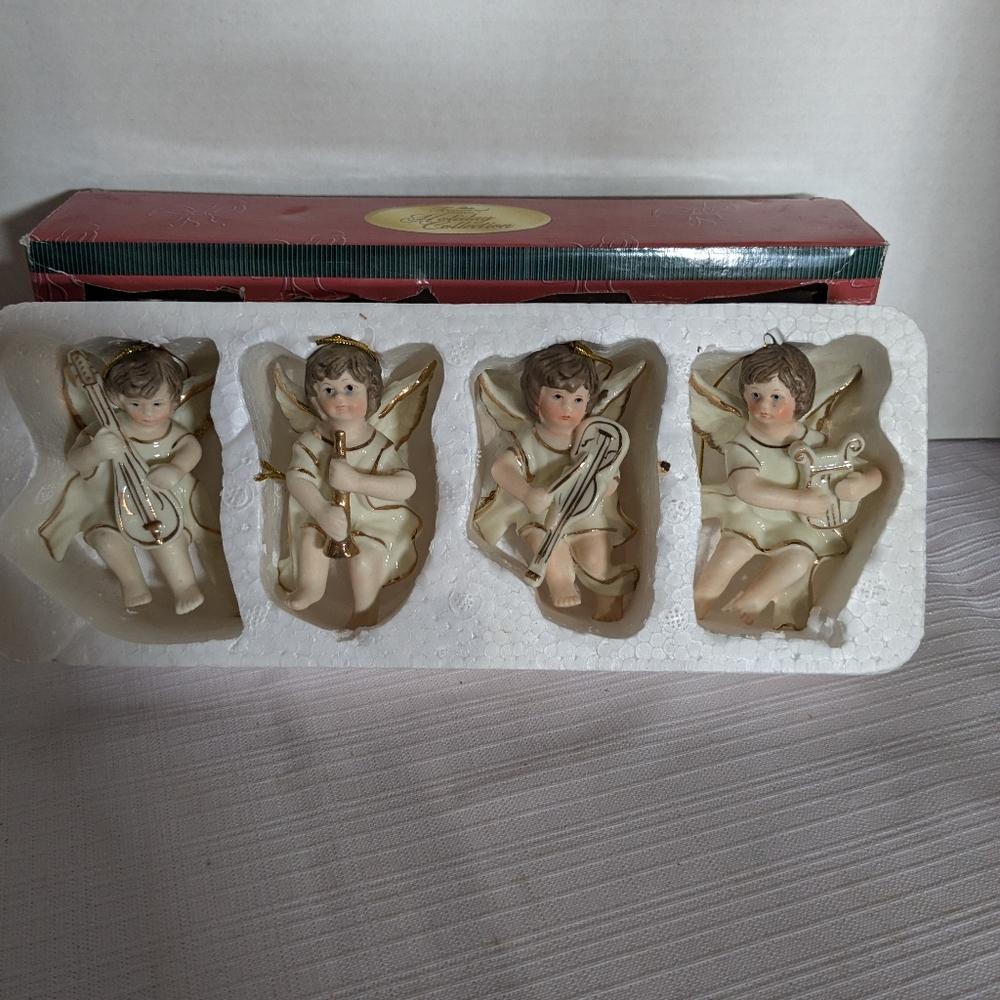 Holiday Collection Christmas tree ornaments Victorian angels musical set of 4